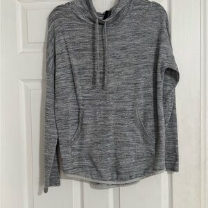 Sz M Gray Striped Sweater Hoodie